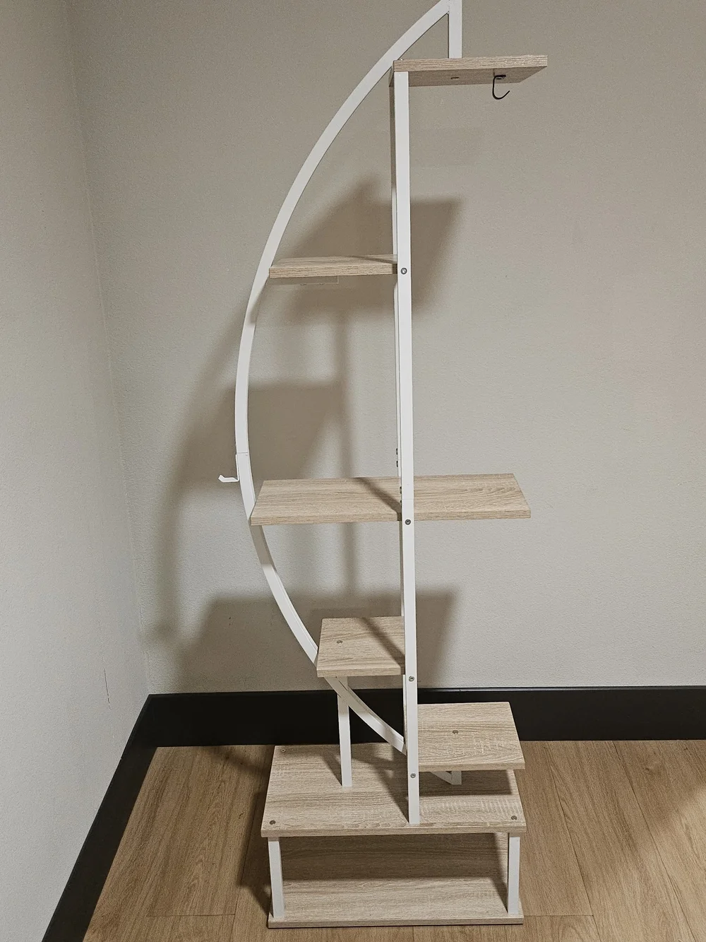 White and Natural Wood Wall Shelf - Modern Corner Display